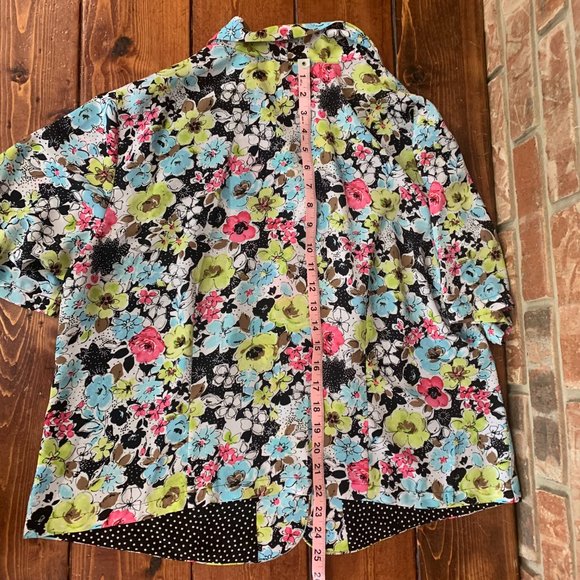 Pendleton 16W Bright Floral Women's Short Sleeve Button Down Top Blouse EUC - Picture 8 of 11